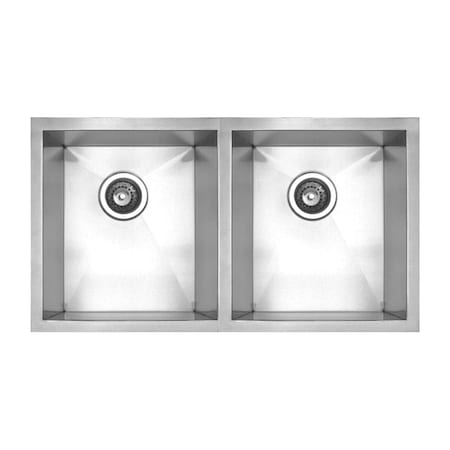 Whitehaus Brushed SS Chefhaus Series Dbl Bowl Undermount Sink, Brushed SS WHNC2917